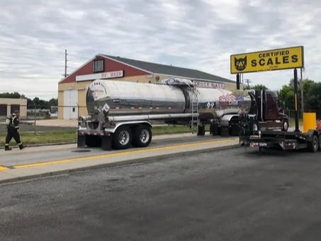 This photo taken on Aug. 10 shows the truck with the leak that caused the stench.