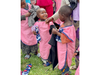 Orphans receive donated clothing in Mushaki, DR Congo - that's the future site of the orphanage Torsiello aims to build.