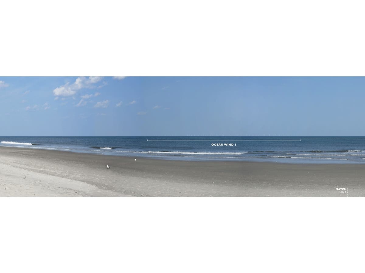 This simulated image shows what Ocean Wind 1 would look like from Corson's Inlet State Park.