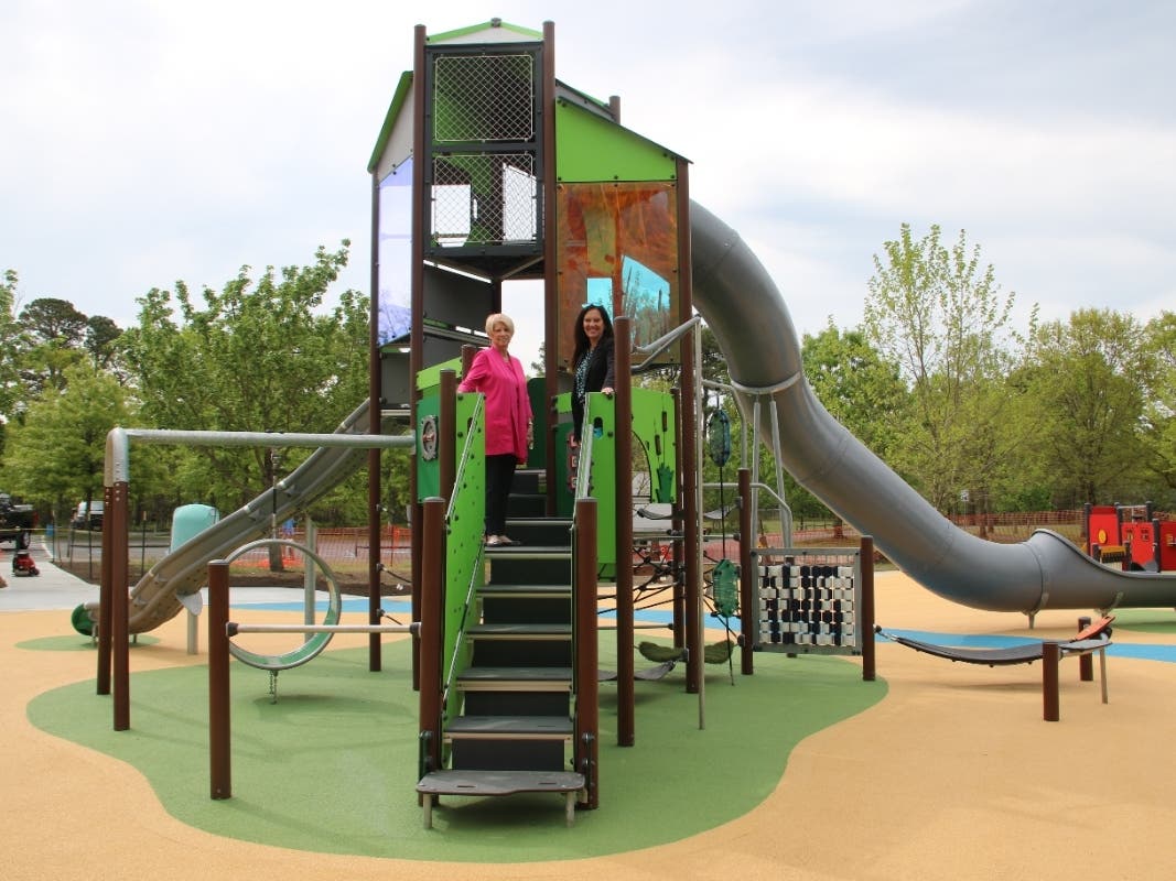 Ocean County Commissioner Virginia E. Haines, (left) chairwoman of the Ocean County Department of Parks and Recreation, recently joined the Director of the Ocean County Department of Parks and Recreation Mary Jane Bavais during a visit.