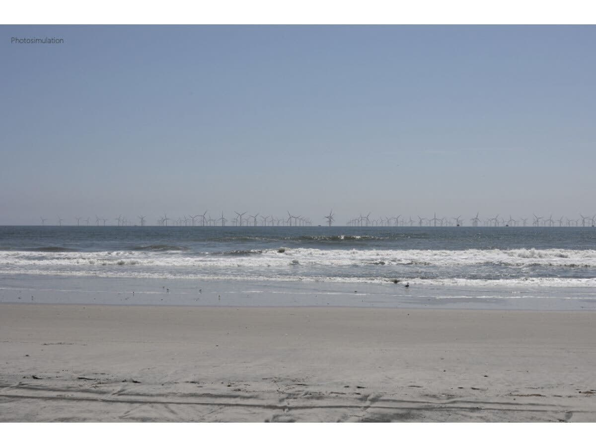 This simulated image shows what the Atlantic Shores South project would look like from North Brigantine Natural Area. 
