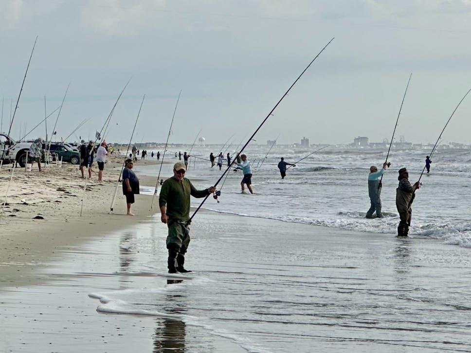 Anglers line Ocean City's southern beaches Saturday morning to participate in the Ocean City Fishing Club's 55th Annual Surf Fishing Tournament