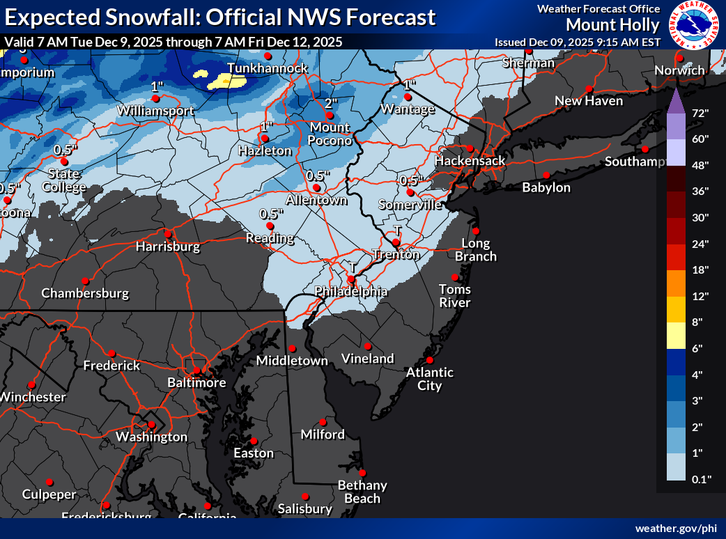 New Snow Total Projections For Midweek Storm In NJ | Across New Jersey ...