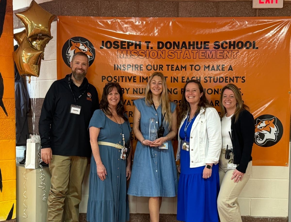 (From left) BTSD Superintendent Brian Latwis, JTDS Principal Regina Santolla, JTDS Anti-Bullying Specialist Jennifer Blanchard, District Supervisor of Guidance Mary Cammarata, JTDS Vice Principal Samantha Burke.