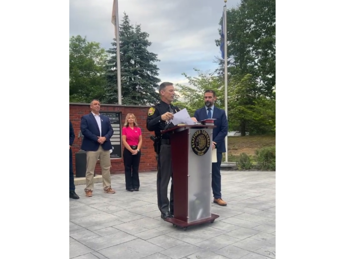 Stafford Township formally marked a leadership transition in its police department, with retiring Chief James Haldenwang saying Russell Griffin will become the new chief on June 1.
