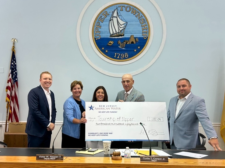 New Jersey American Water presents a $2,282.09 Volunteer Fire and EMS Grant to Upper Township.