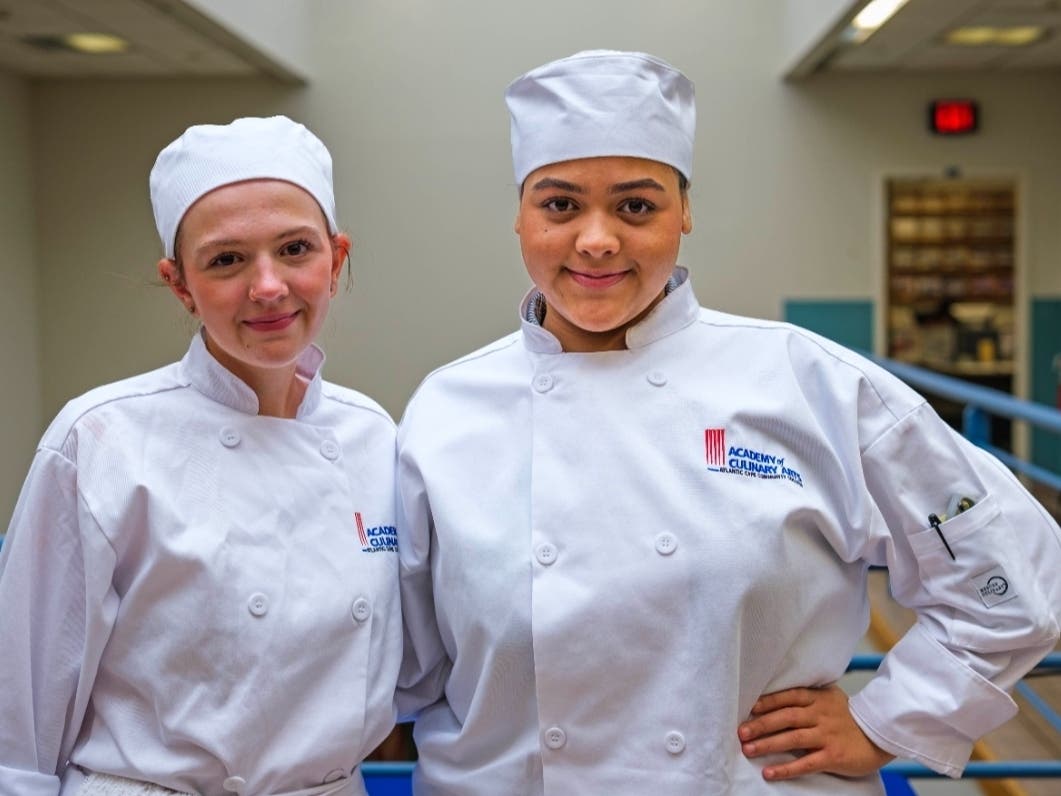 Two freshman students in Atlantic Cape Community College’s Academy of Culinary Arts earned scholarships during the Annual Vincent DeFinis Restaurant Gala Scholarship cooking competition on Sept. 25 at the college’s Mays Landing campus.