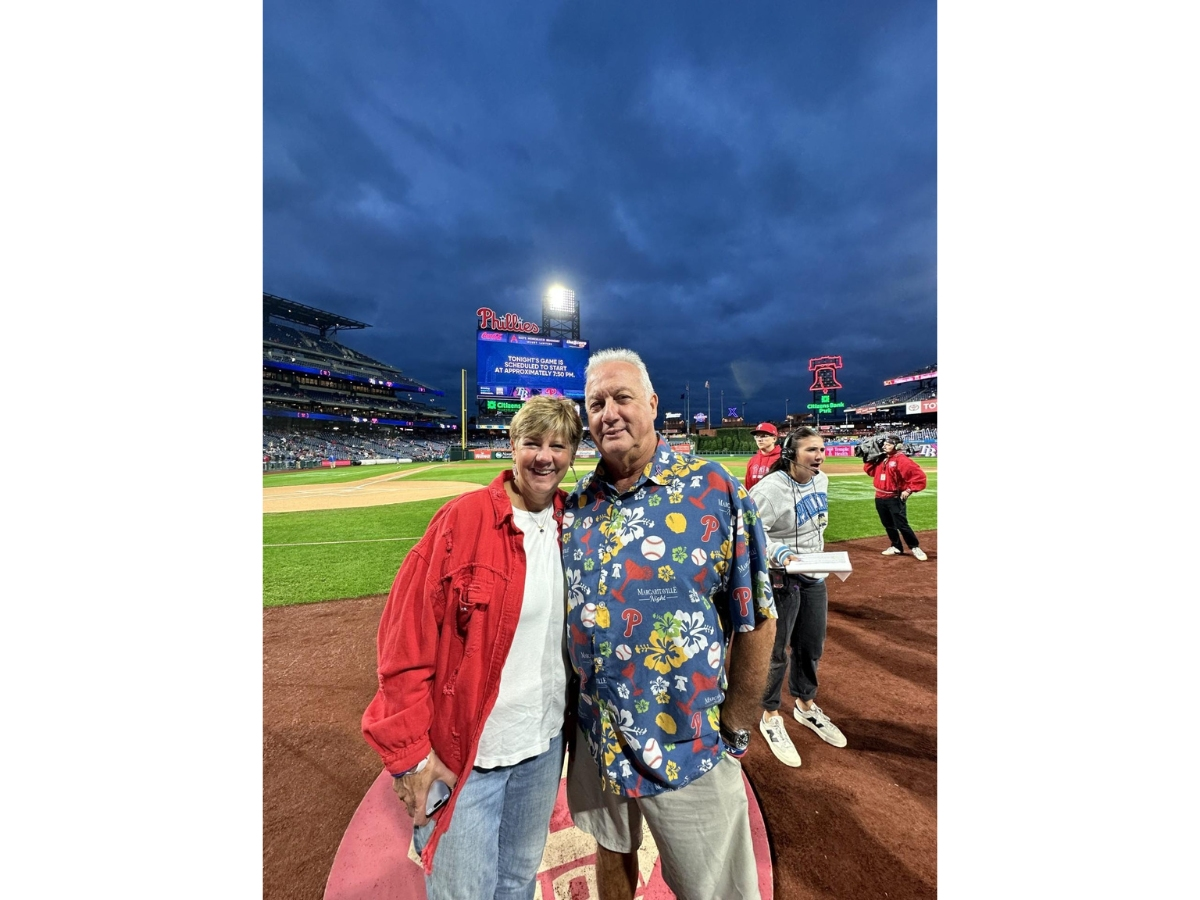 IBX Honor Roll recipient John Bruno and his wife, Karen, shared an on-field experience and recognition at Citizens Bank Park during a recent Phillies game.