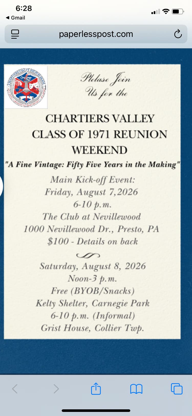 Chartiers Valley Class of 1971 Reunion Weekend