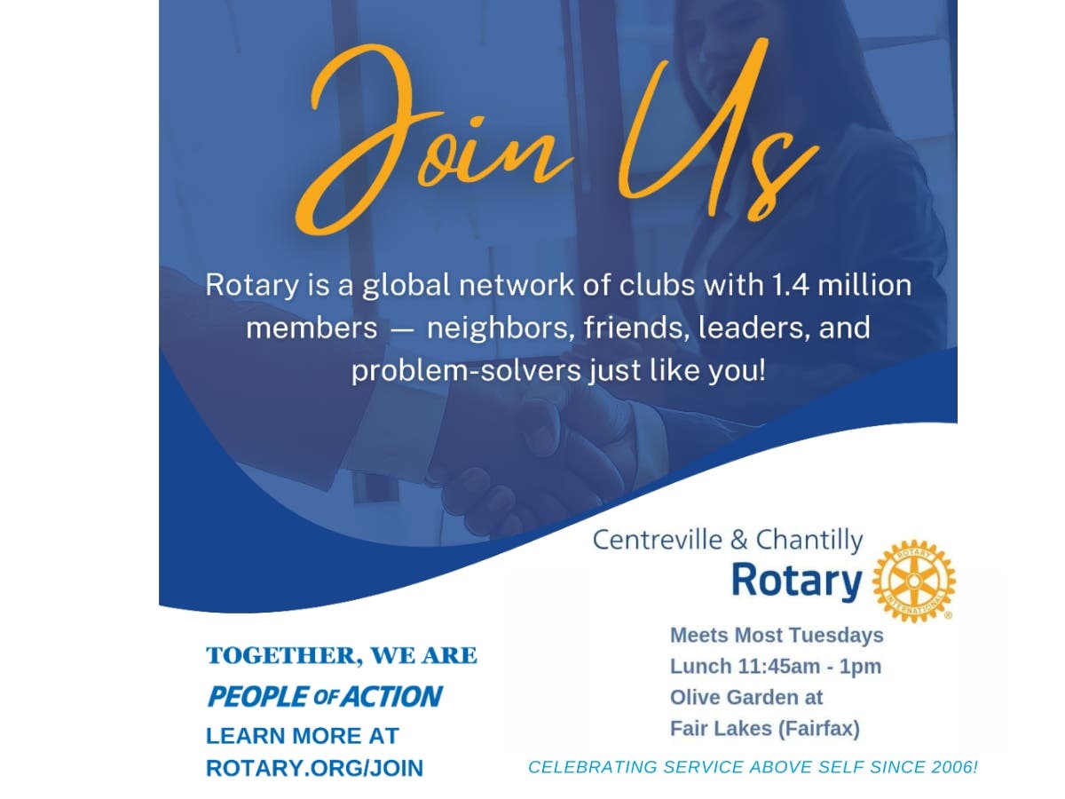 Rotary Lunch Mtng 6/2: Centreville & Chantilly Club 