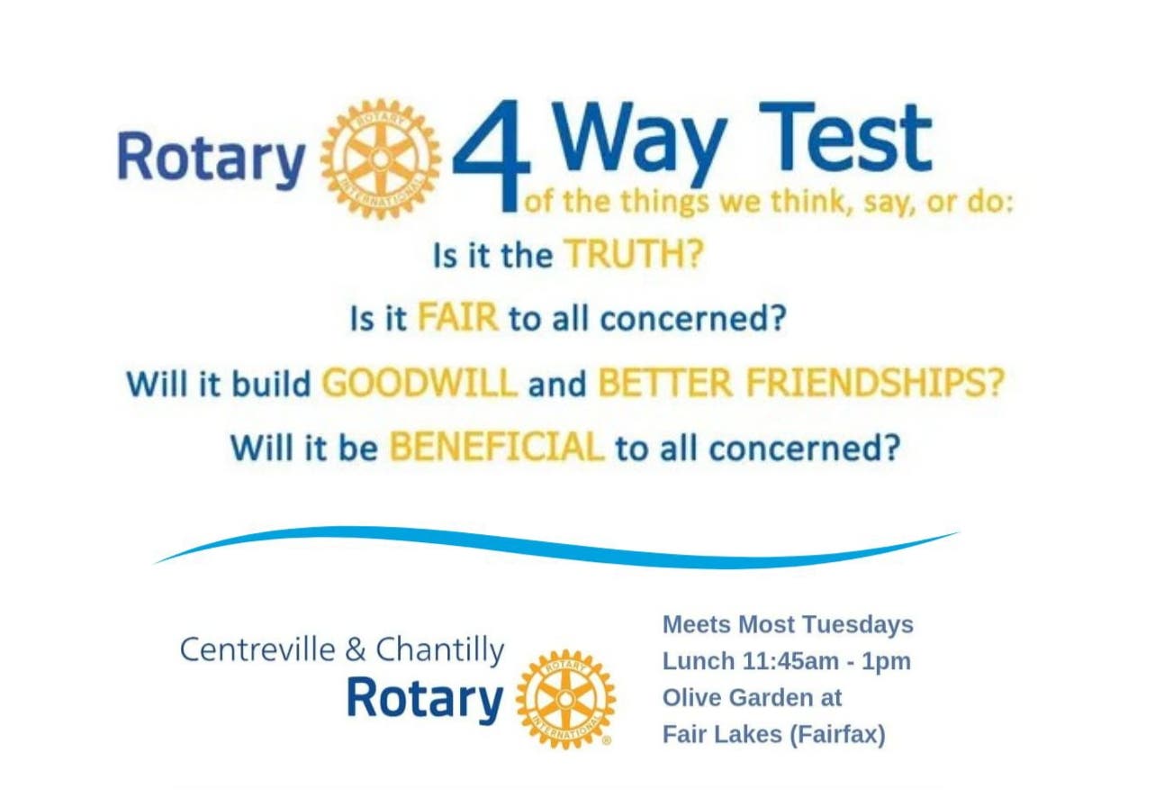 Rotary Lunch Mtng 9/22: Centreville & Chantilly Club 