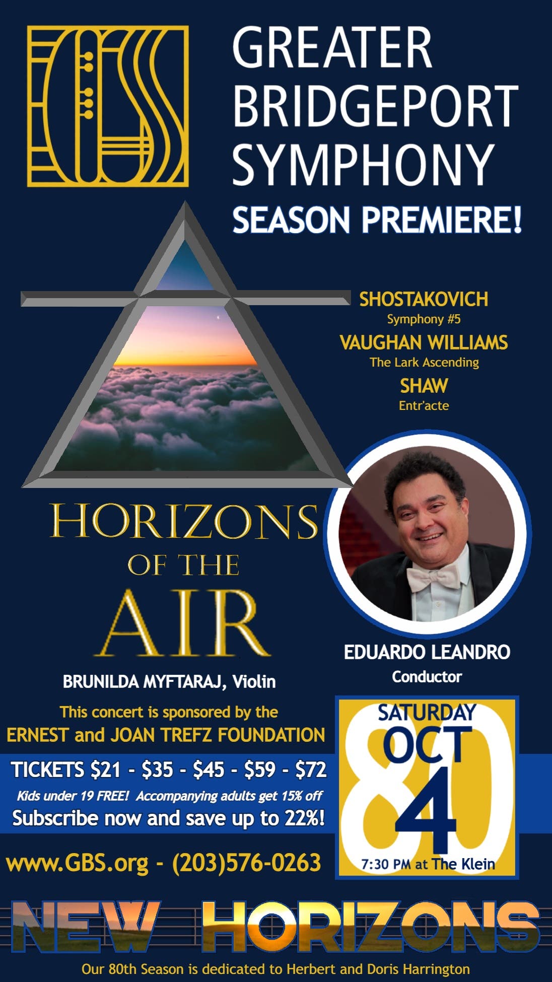 Greater Bridgeport Symphony (GBS) Kicks Off 80th Season With “Horizons of The Air”  October 4 at The