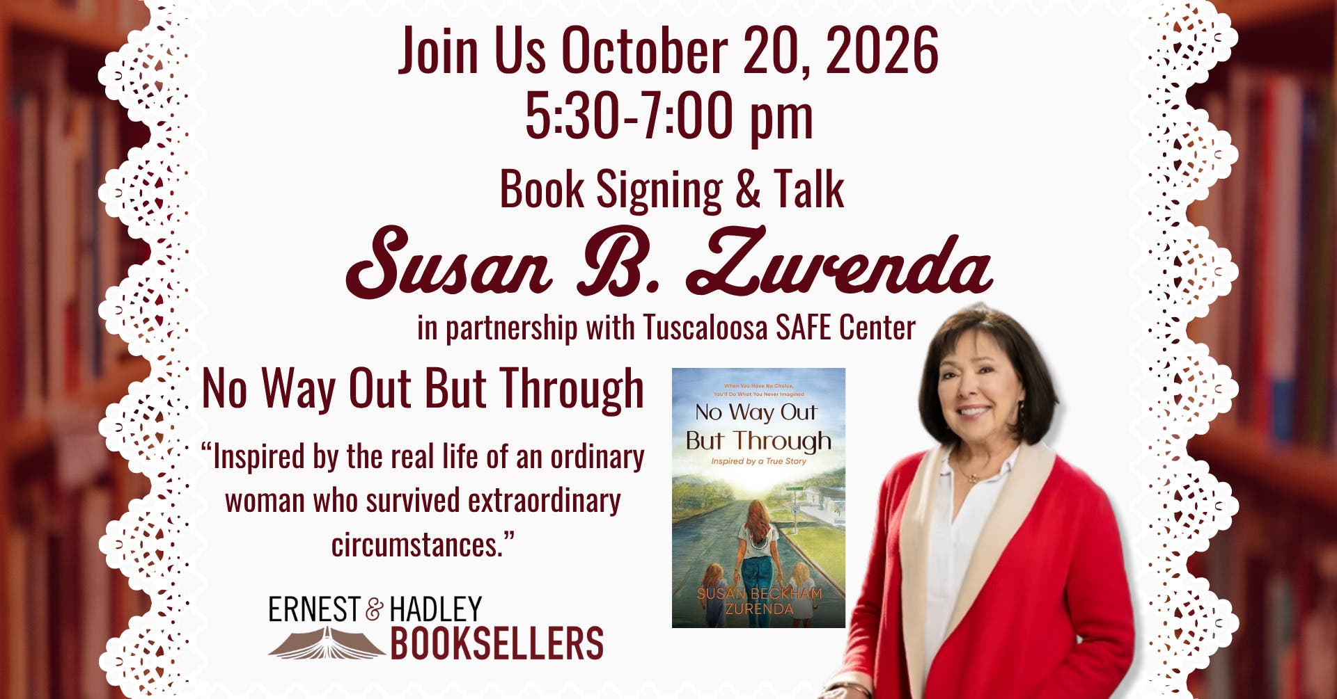 Susan B. Zurenda Book Signing feat. Tuscaloosa SAFE Center