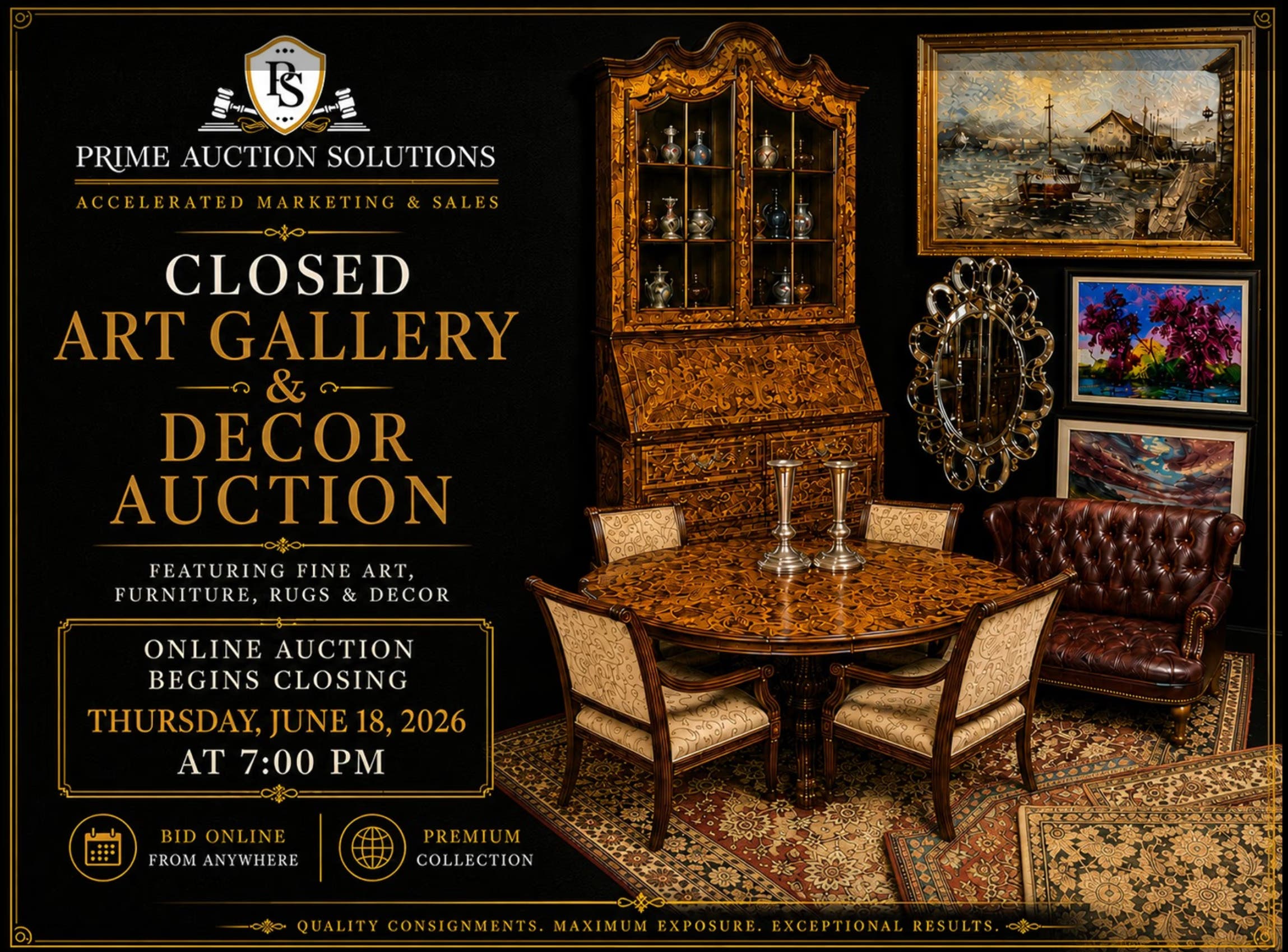Closed Art Gallery and Decor Online Auction - Ending Thurs, 7pm EST