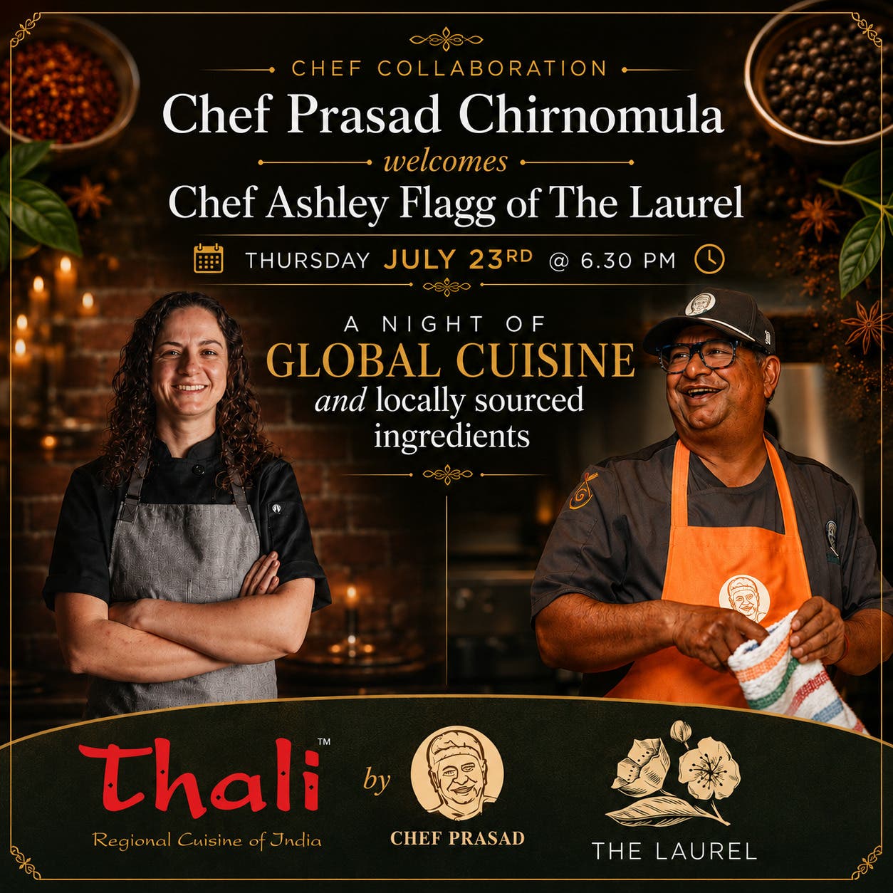 Thali by Chef Prasad Collab Dinner with Ashley Flagg of The Laurel
