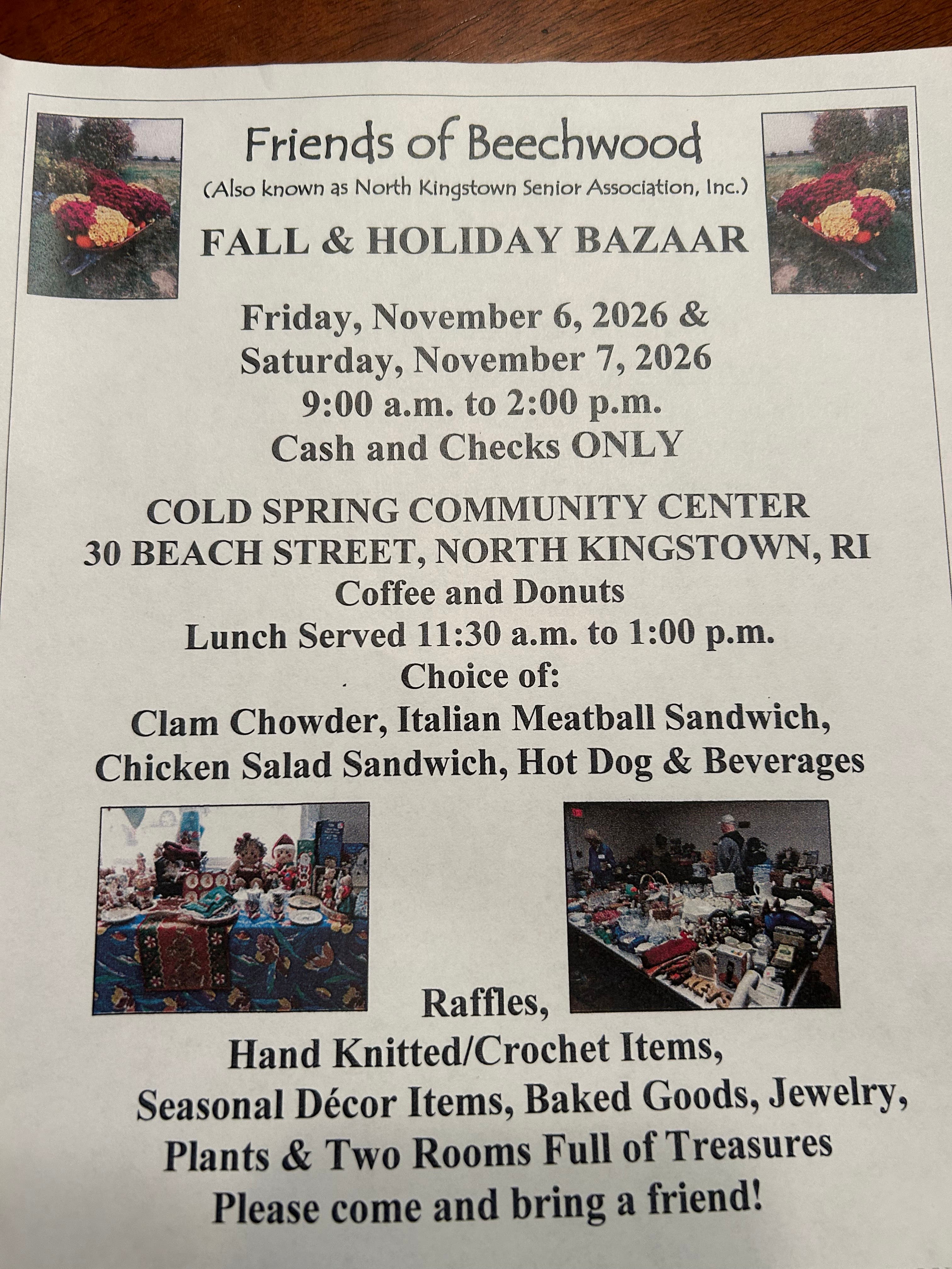 Fall and Holiday Bazaar Friends of Beechwood