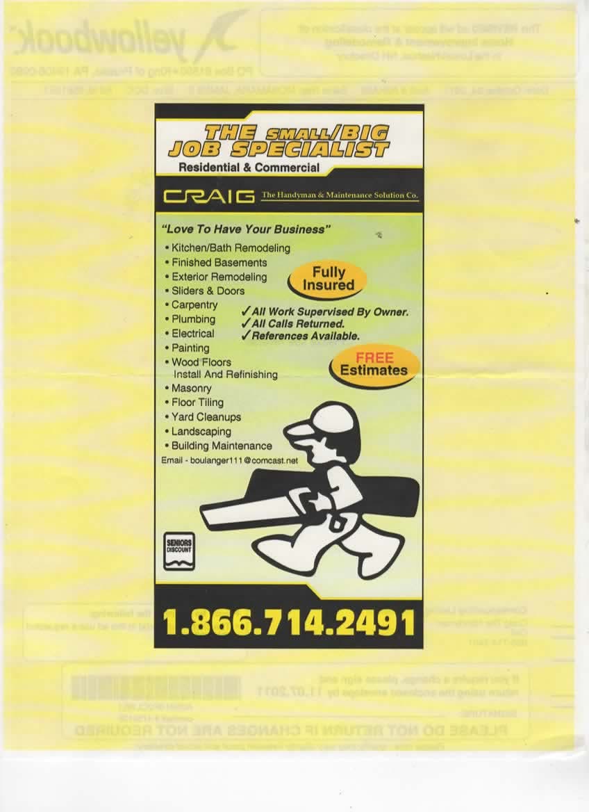 CRAIG   The Handyman & Maintenance Solution Co. 
