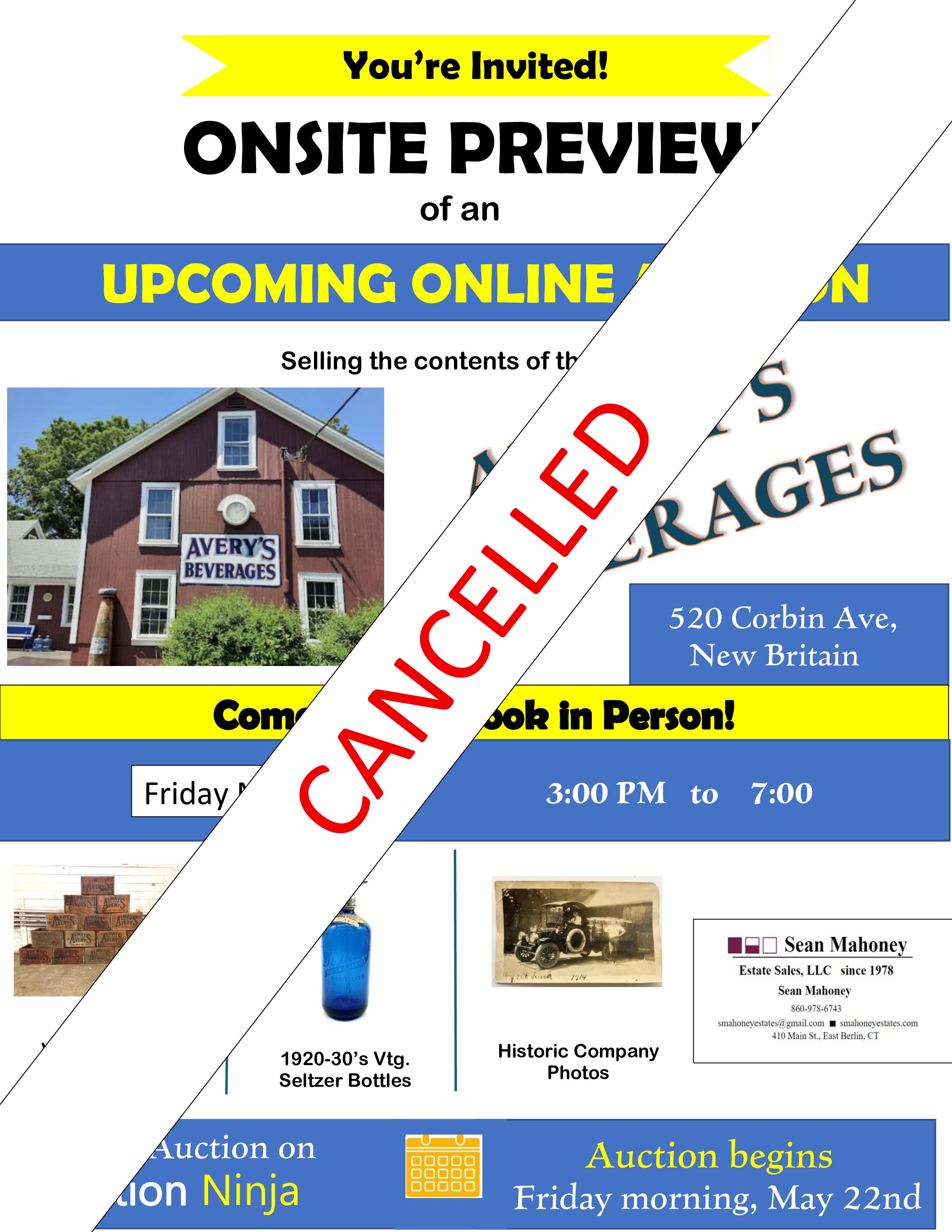 Avery's Preview and Online Auction Have Been Cancelled