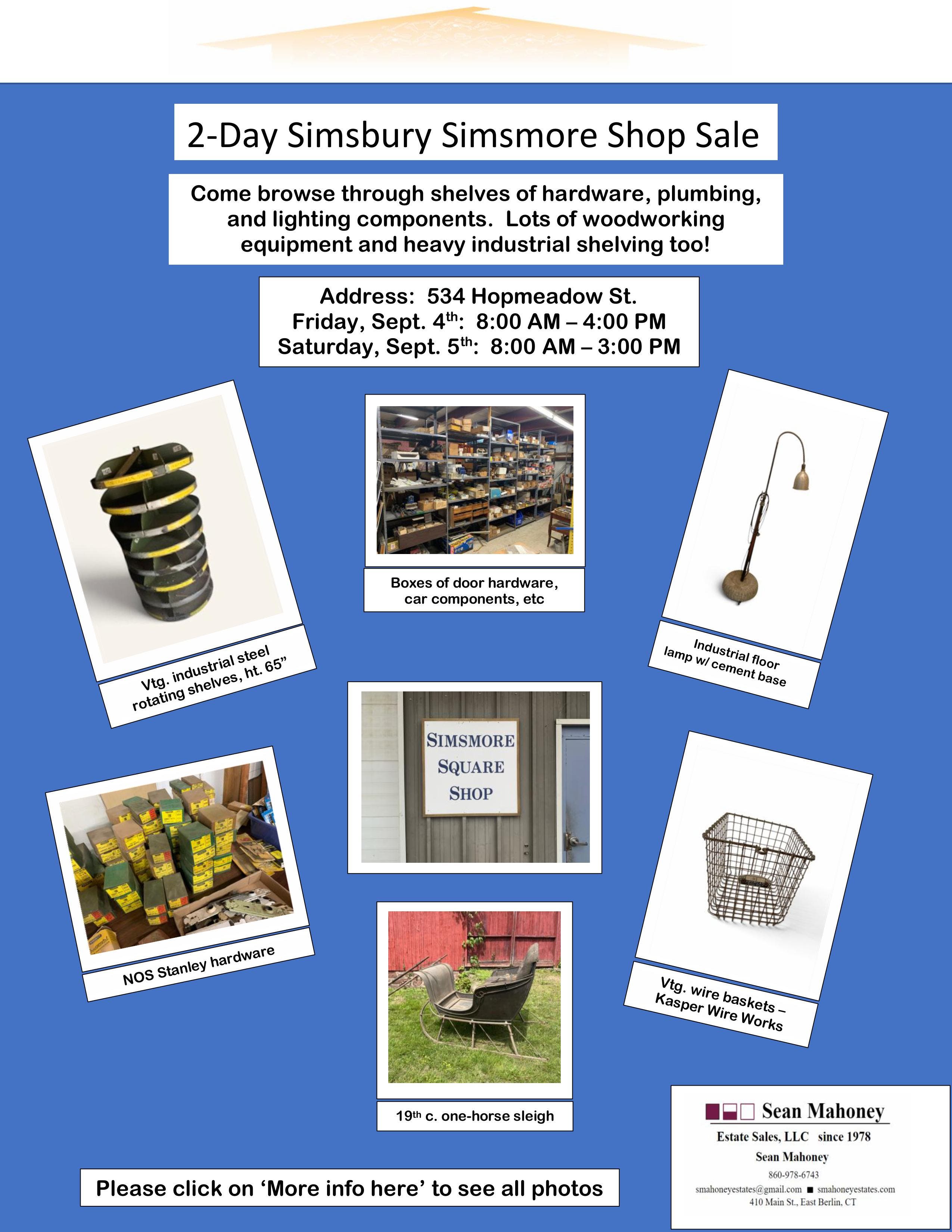 2- Day Simsbury Simsmore Shop Sale