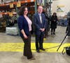 Triada Stampas, President & CEO, Fulfill leads New Jersey Assembly Speaker Craig J. Coughlin on a tour of Fulfill’s warehouse in Neptune. 