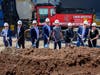 Jersey City Mayor Steven Fulop (center right ), principals of Nasser Freres and other dignitaries break ground on a 28-story mixed-use development at 25 Cottage Street in Journal Square. 