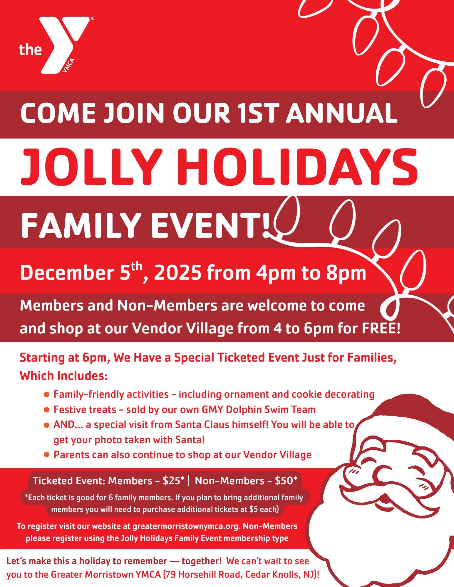 Greater Morristown YMCA Announces 1st Annual Jolly Holidays Family Event — December 5