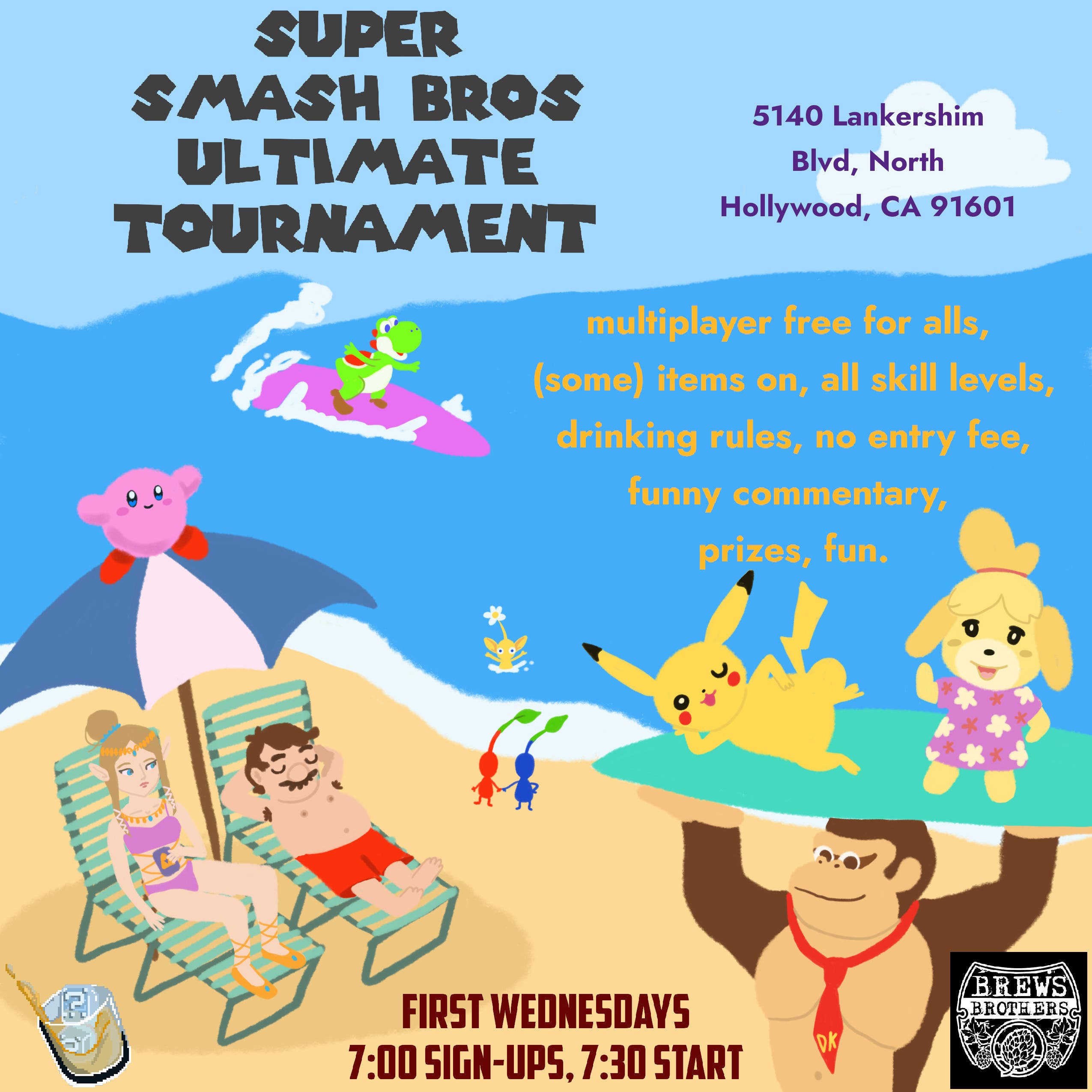 Super Smash Wednesday Special! A Randoms Casual Smash Bros Ultimate Tourney in a Bar