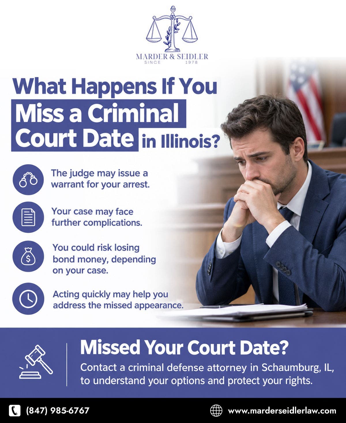 What Happens If You Miss a Criminal Court Date in Illinois - Marder and Seidler Law Firm