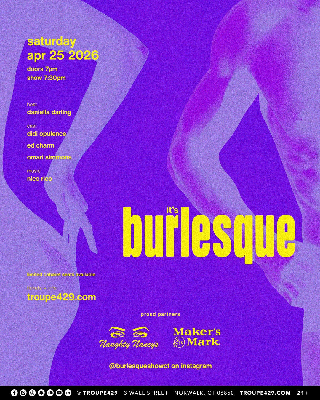 IT'S BURLESQUE! Connecticut's longest running burlesque stage at Troupe429 (TIX! SAT APRIL 25, 2026)