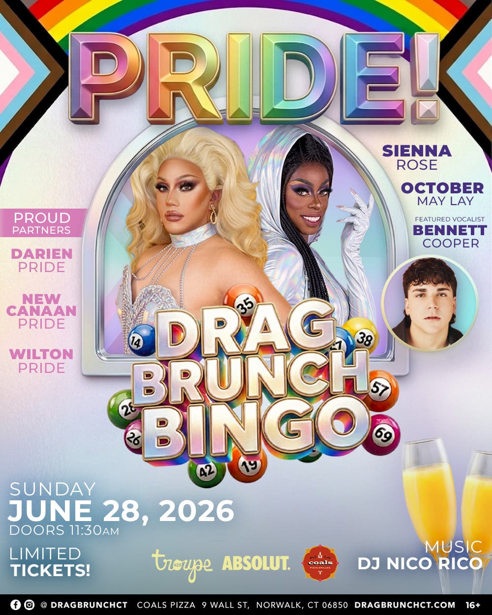 Drag Brunch CT June: Connecticut PRIDE MONTH BINGO drag brunch! (11:30AM - SUN JUNE 28, 2026)
