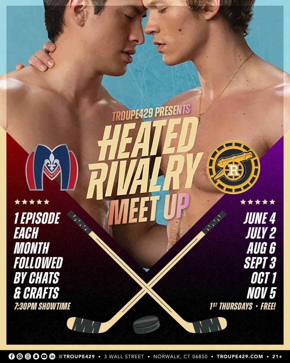 HEATED RIVALRY Meet Up! ⭐ First Thursdays 7:30PM at Troupe429 ⭐ Norwalk, CT (FREE!)