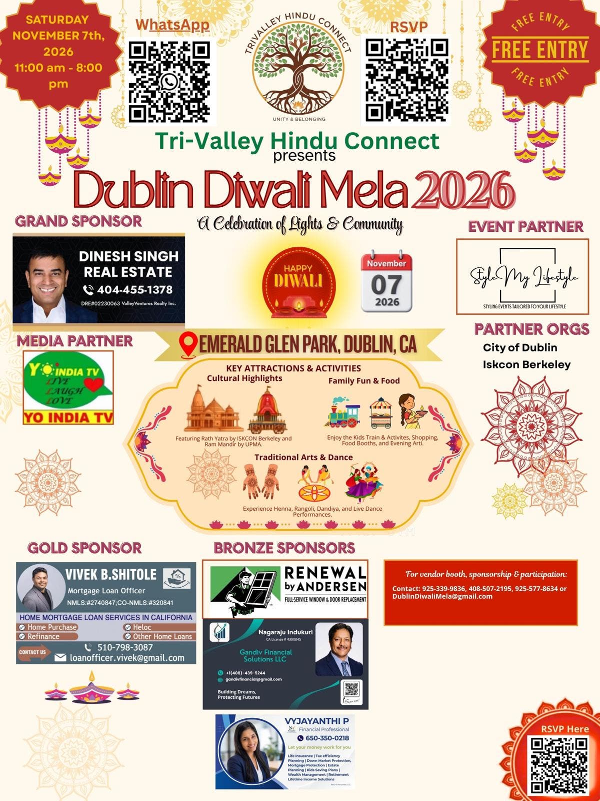 Tri-Valley Hindu Connect presents Dublin Diwali Mela 2026 