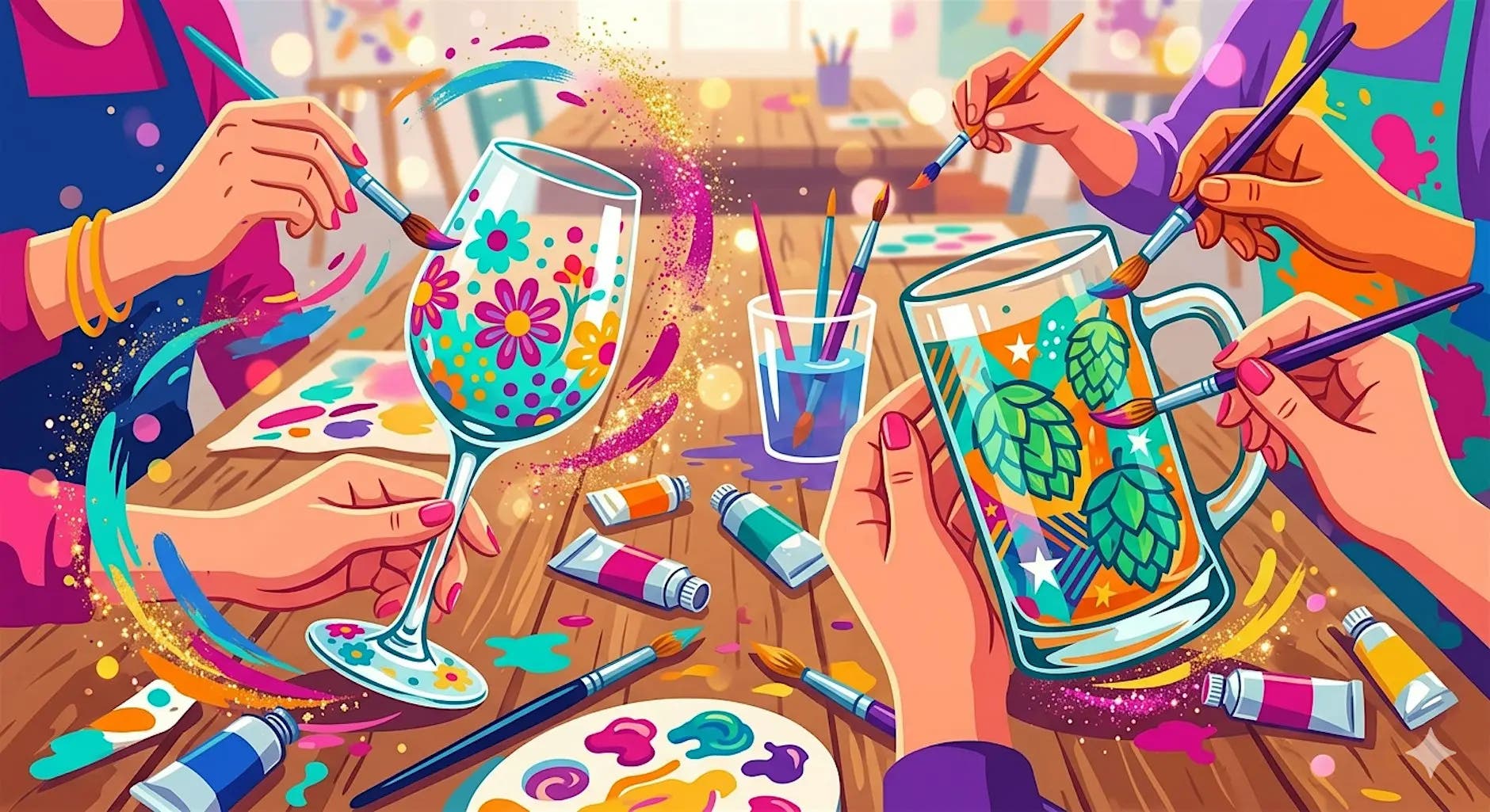 Wine Glass/Beer Mug Painting & Personalized Sip Night