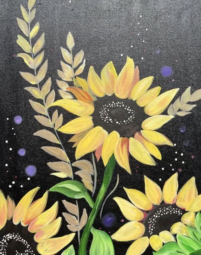 Paint and Wine at Aspirations - Shining Sunflower