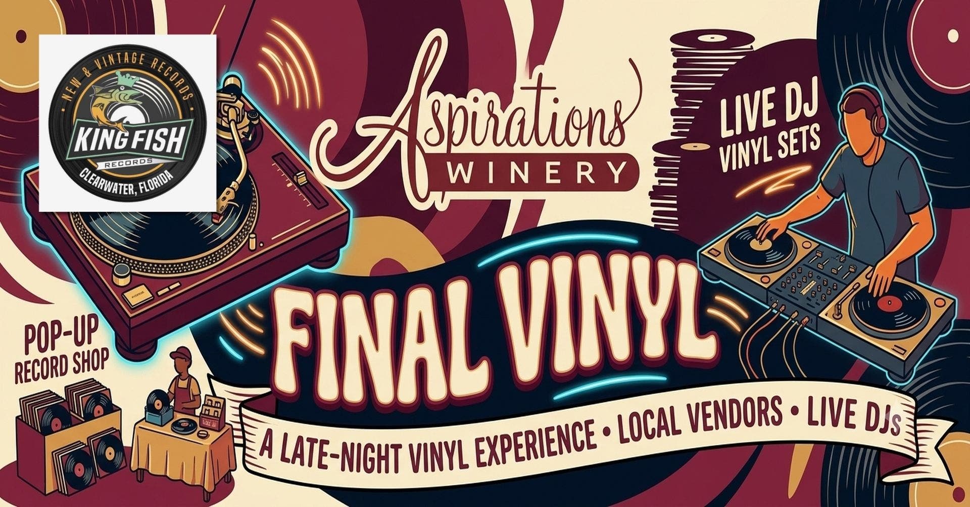 Final Vinyl: Spin & Shop at Aspirations Winery with Kingfish Records