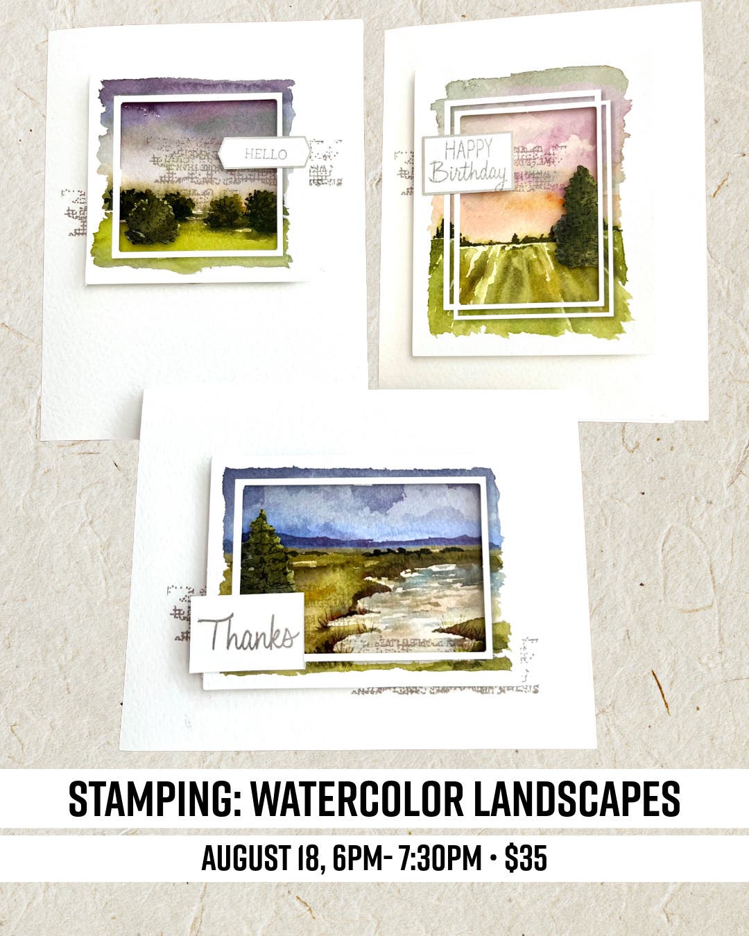 Stamping Class: Watercolor Landscapes