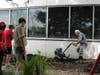 Maksym's uncle, Edward Huck, helped till the soil and prepare it for new plants.