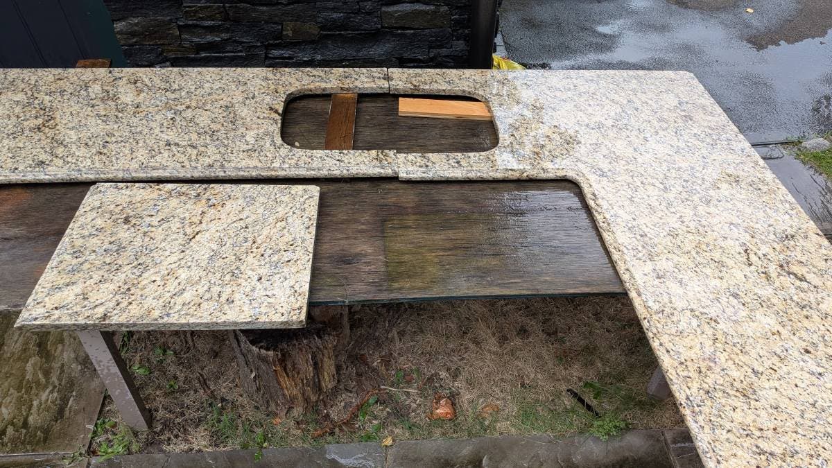Granite countertop with sink