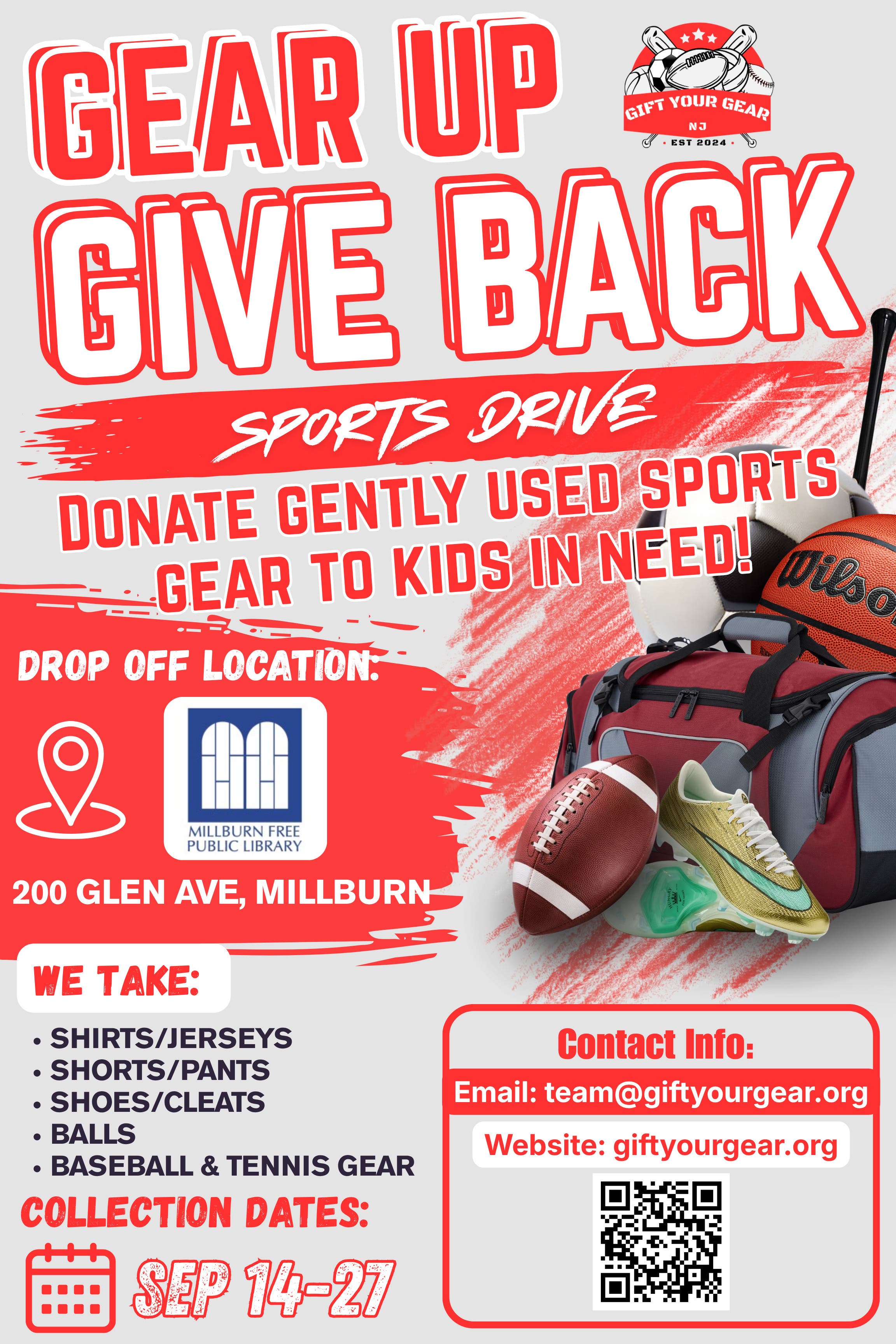 Millburn Library Sports Gear Drive
