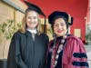 Connecticut Secretary of the State Denise Merrill, left, and Eastern Connecticut State University President Elsa Nunez, right, at ECSU's graduate school commencement Saturday.
