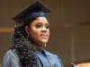 Tanisha Markland, a graduate of the organizational management program, spoke on behalf of the students at ECSU's graduate school commencement Saturday.