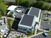 Solar energy installation on the roof of Mystic Aquarium’s Milne Center for Ocean Science and Conservation.