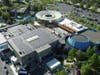 Solar energy installation on the roof of Mystic Aquarium’s Foxwoods Marine Theater.