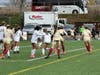 St. Joseph of Trumbull's squad plays a corner kick against Notre Dame-Fairfield Saturday morning during the CIAC Class LL state championship game.