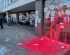 Red paint appears to have been the main tool used by vandals who targeted West Hartford businesses after a protest Sunday afternoon on the ongoing situation in Israel.