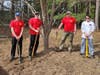 Avon Eagle Scout Griffin Johnson and volunteer helpers at work last year at a Simsbury synagogue. From left are: Graham Johnson, Griffin Johnson, Kurt Johnson and Kyle Cooper.