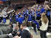 The Bunnell Bulldogs of Stratford celebrate with their loyal student section after winning the state championship Saturday.