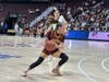 Sheehan goes on the offensive against Northwest Catholic in Saturday's CIAC Class MM girls basketball title game at the Mohegan Sun Arena.