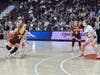 Sheehan High School of Wallingford guard Liv Cassesse dribbles into the Northwest Catholic defense in Saturday's CIAC Class MM girls basketball title game.