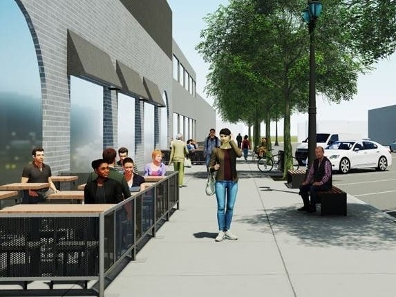 This rendering released by the Town of West Hartford Tuesday shows just what a newly revitalized downtown area could look like courtesy of the new West Hartford Town Center Infrastructure Plan. 